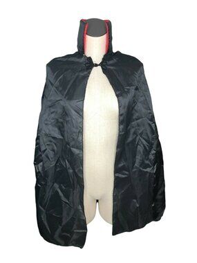 Halloween Vampire Cape Costume Accessory High Neck Black Red 37" L x 26" W